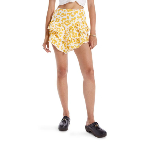 NEW Mother The Ruffle Mini Skirt Skirt Tiered High-Rise Floral Leopard Size 32 - Picture 7 of 11